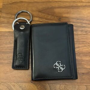 Black Leather Wallet and Keychain Set *free gift with purchase